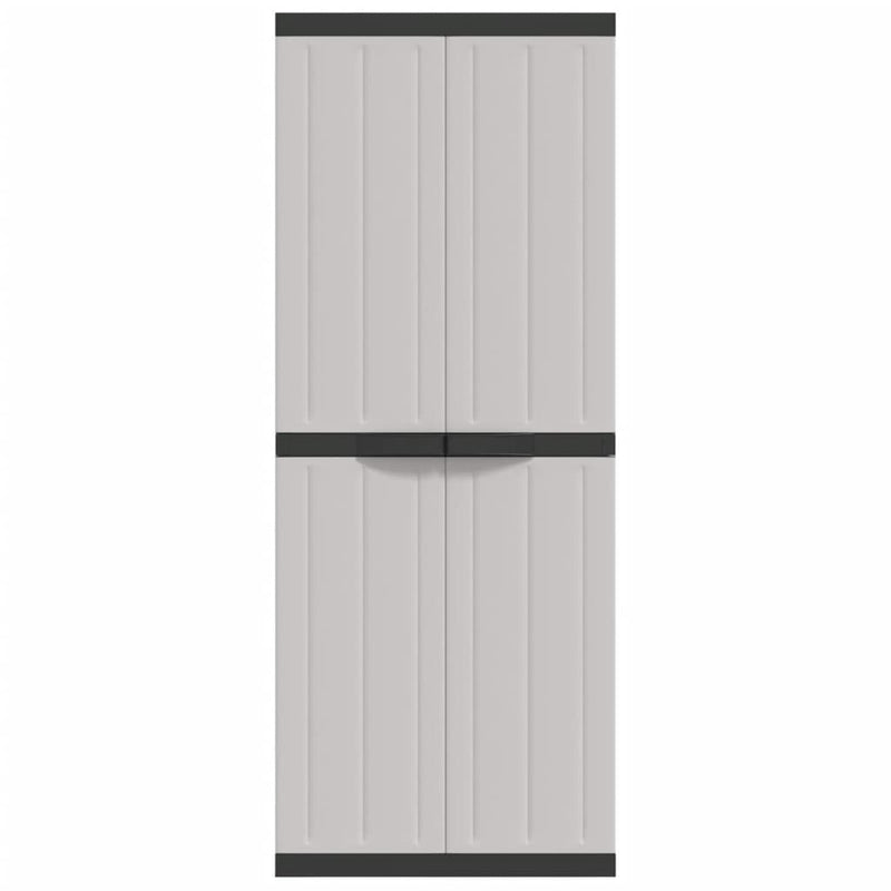 vidaXL szürke és fekete PP kültéri tárolószekrény 65 x 37 x 165 cm
