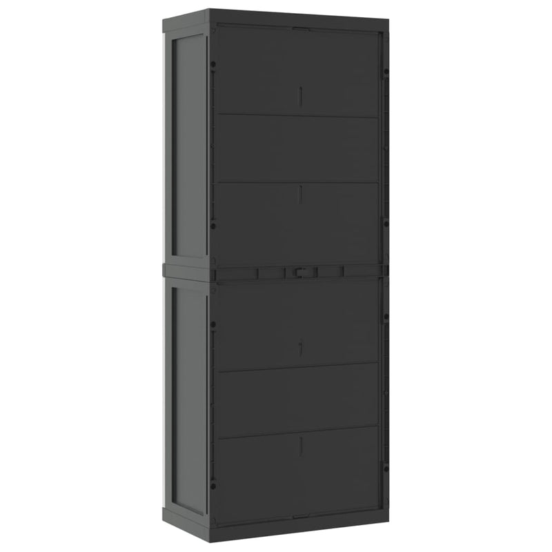 vidaXL szürke és fekete PP kültéri tárolószekrény 65 x 37 x 165 cm