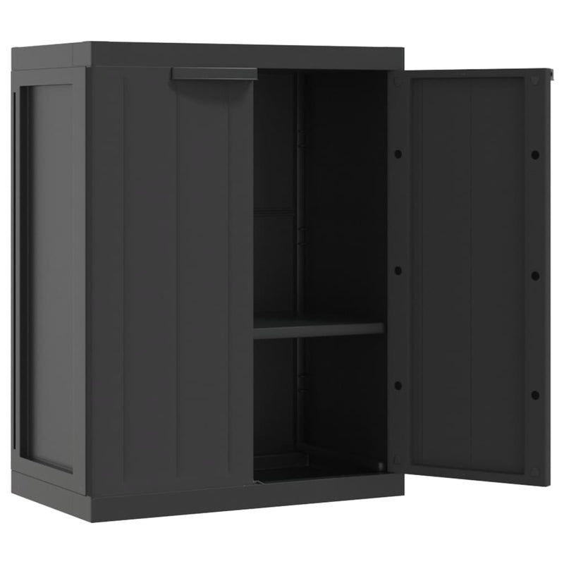 vidaXL fekete PP kültéri tárolószekrény 65 x 37 x 85 cm