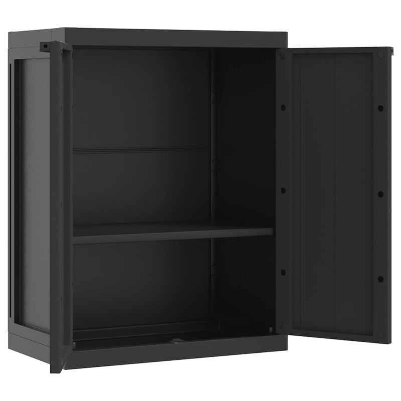 vidaXL fekete PP kültéri tárolószekrény 65 x 37 x 85 cm