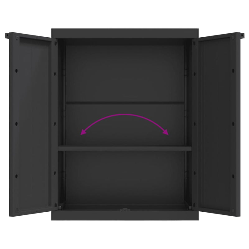 vidaXL fekete PP kültéri tárolószekrény 65 x 37 x 85 cm