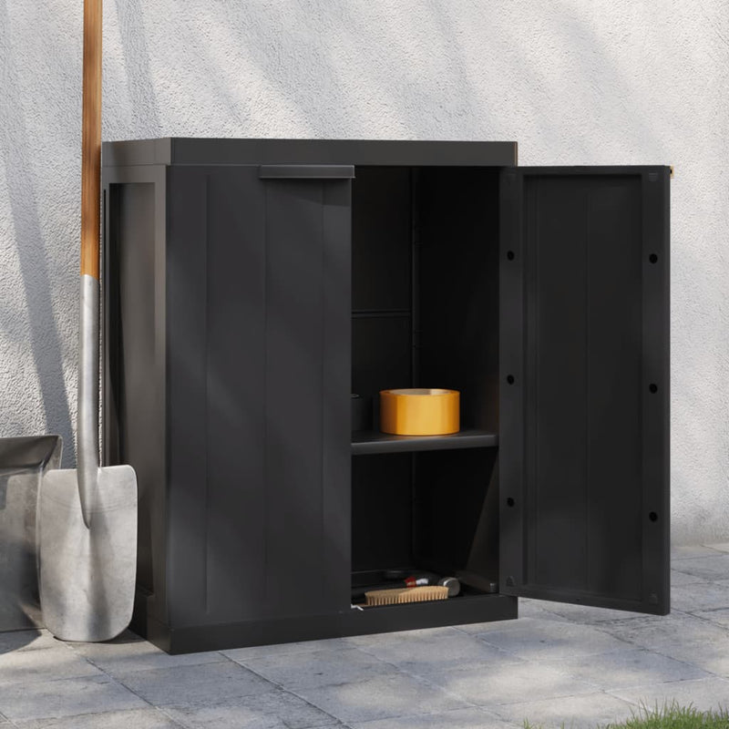 vidaXL fekete PP kültéri tárolószekrény 65 x 37 x 85 cm