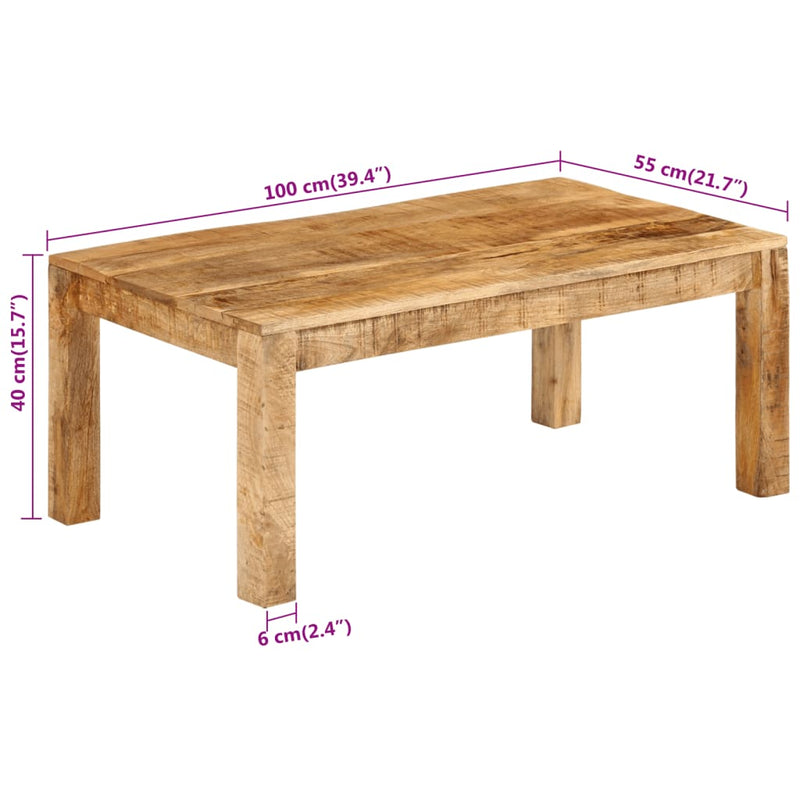 vidaXL tömör mangófa dohányzóasztal 100 x 55 x 40 cm
