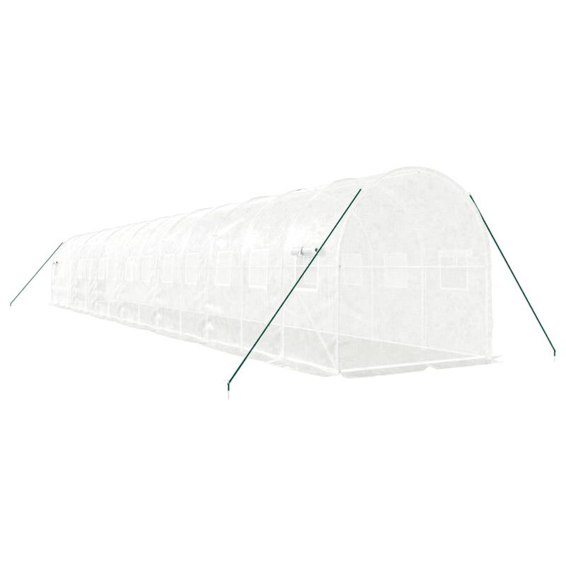 vidaXL fehér acélvázas melegház 28 m² 14 x 2 x 2 m