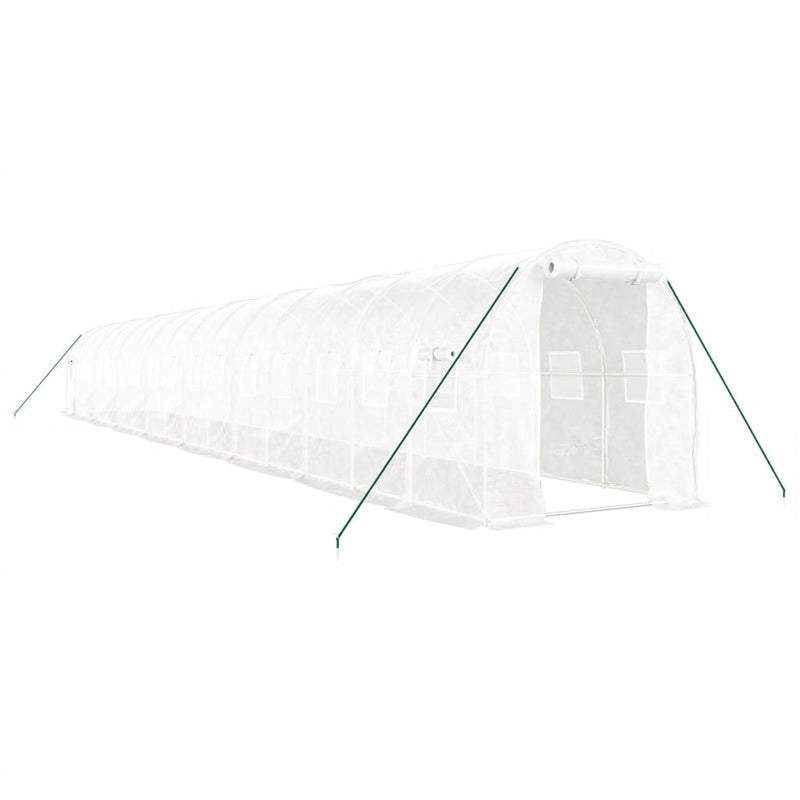 vidaXL fehér acélvázas melegház 32 m² 16 x 2 x 2 m