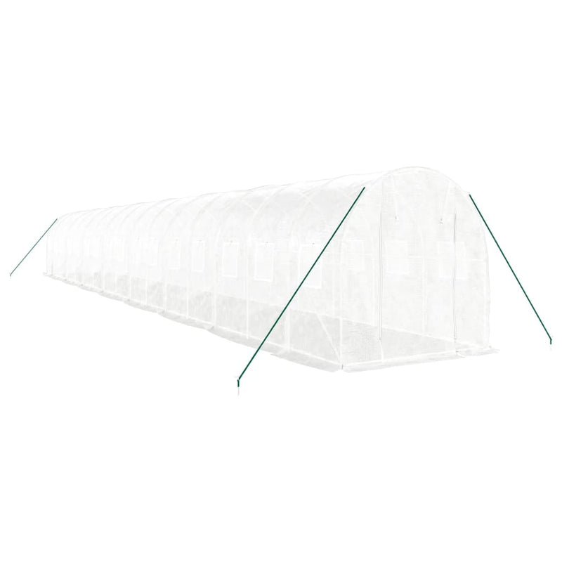 vidaXL fehér acélvázas melegház 32 m² 16 x 2 x 2 m