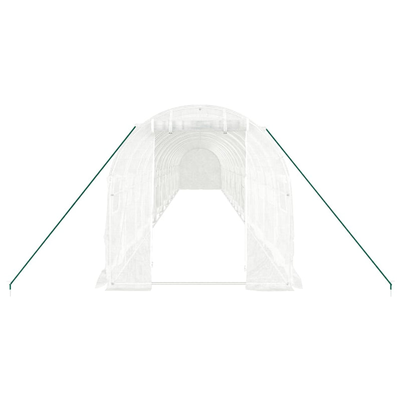 vidaXL fehér acélvázas melegház 32 m² 16 x 2 x 2 m