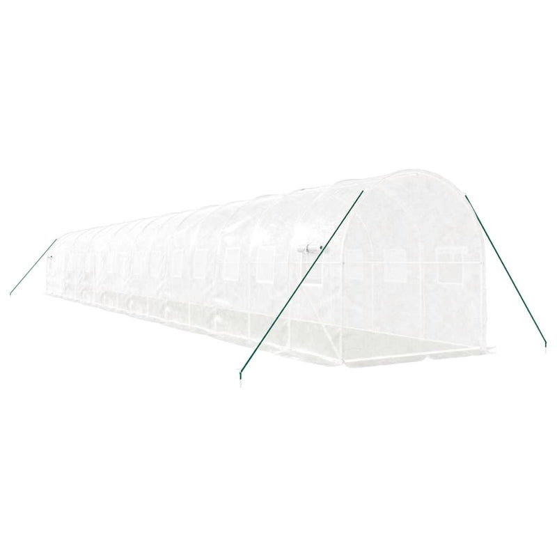 vidaXL fehér acélvázas melegház 32 m² 16 x 2 x 2 m