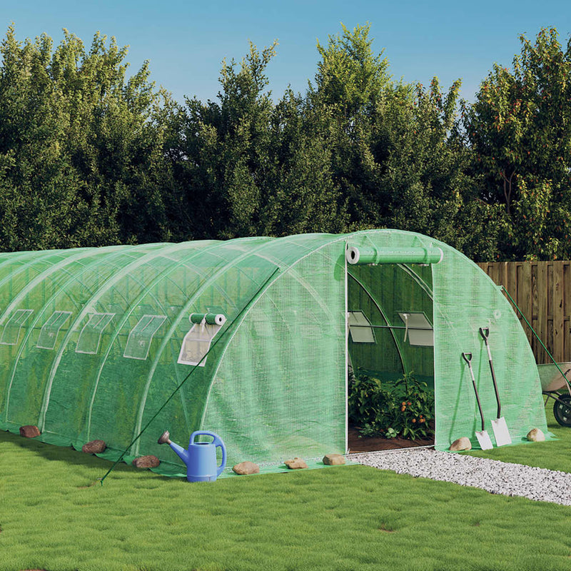 vidaXL zöld acélvázas melegház 96 m² 24 x 4 x 2 m