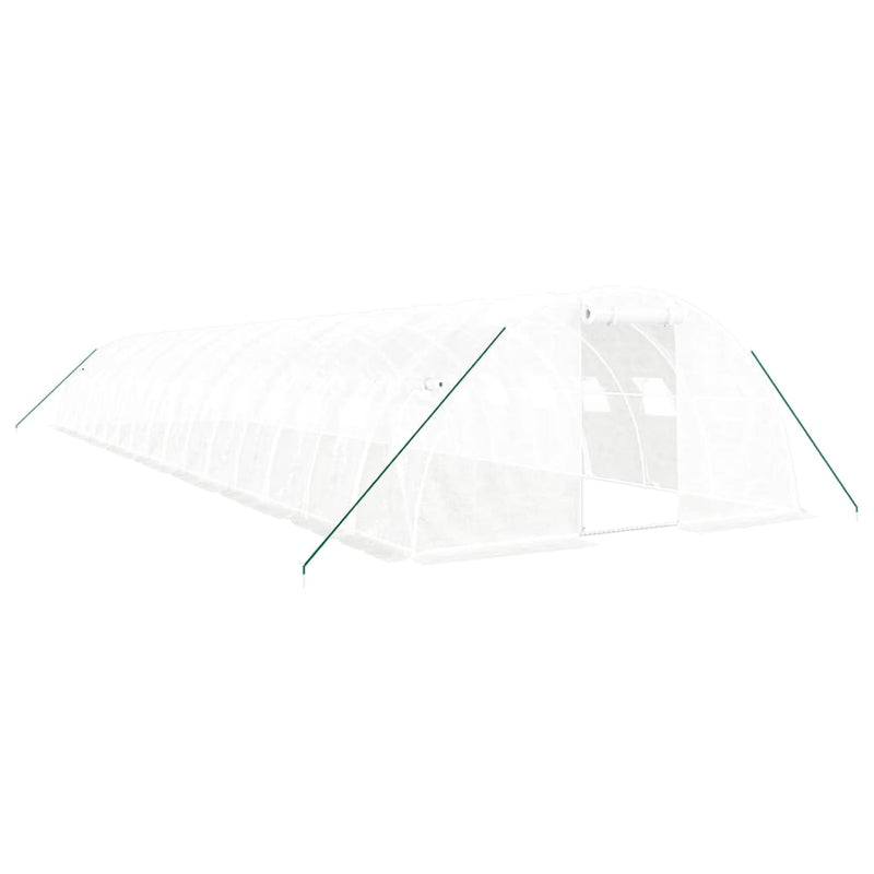 vidaXL fehér acélvázas melegház 64 m² 16 x 4 x 2 m