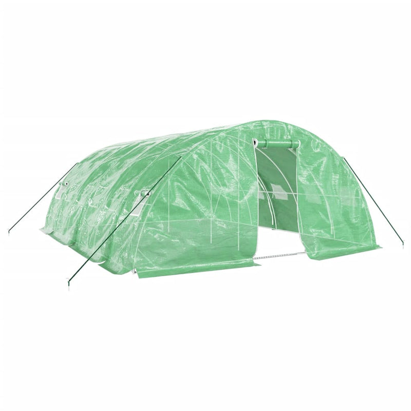 vidaXL zöld acélvázas melegház 30 m² 6 x 5 x 2,3 m