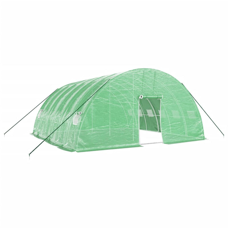 vidaXL zöld acélvázas melegház 36 m² 6 x 6 x 2,85 m