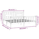 vidaXL szürke tömör fenyőfa ágykeret fejtámlával 200 x 200 cm