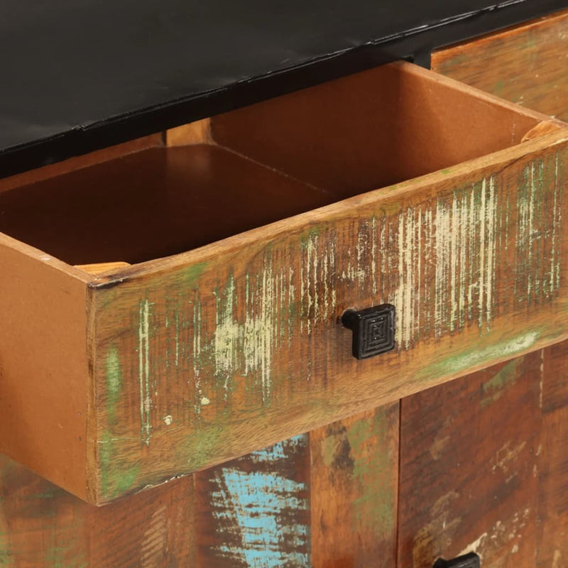 vidaXL tömör újrahasznosított fa és fém tálalószekrény 140x35x70 cm