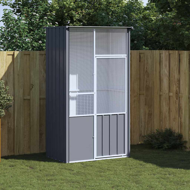 vidaXL antracitszürke horganyzott acél madárketrec 115 x 78 x 200 cm