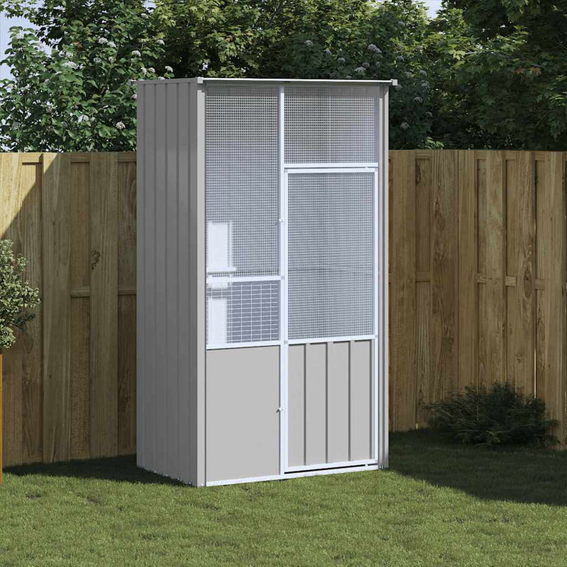 vidaXL szürke horganyzott acél madárketrec 115x78x200 cm