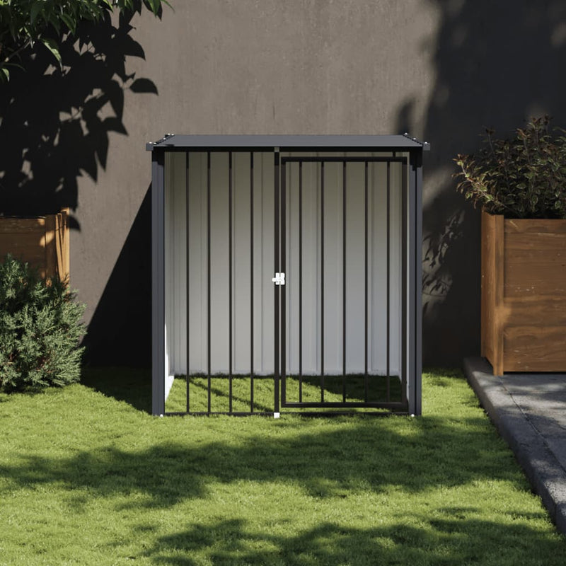 vidaXL fekete horganyzott acél kutyakennel tetővel 110x103x109 cm