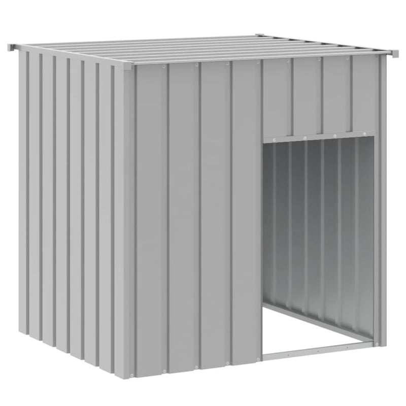 vidaXL világosszürke horganyzott acél kutyaház tetővel 110 x 103 x 109 cm
