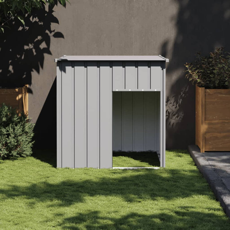 vidaXL világosszürke horganyzott acél kutyaház tetővel 110 x 103 x 109 cm