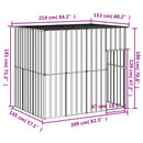 vidaXL világosszürke horganyzott acél tetős kutyakennel 214x153x181 cm