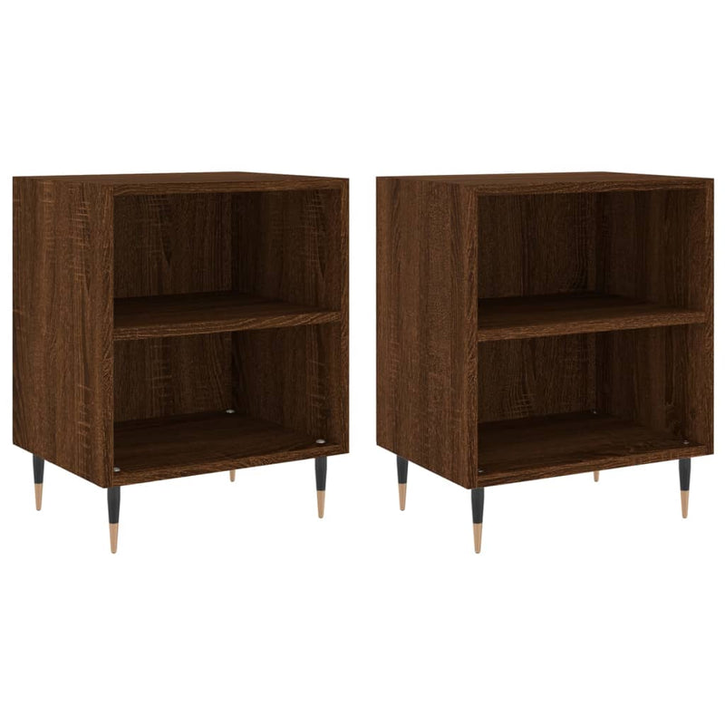 vidaXL 2 db barna tölgyszínű szerelt fa éjjeliszekrény 40x30x50 cm