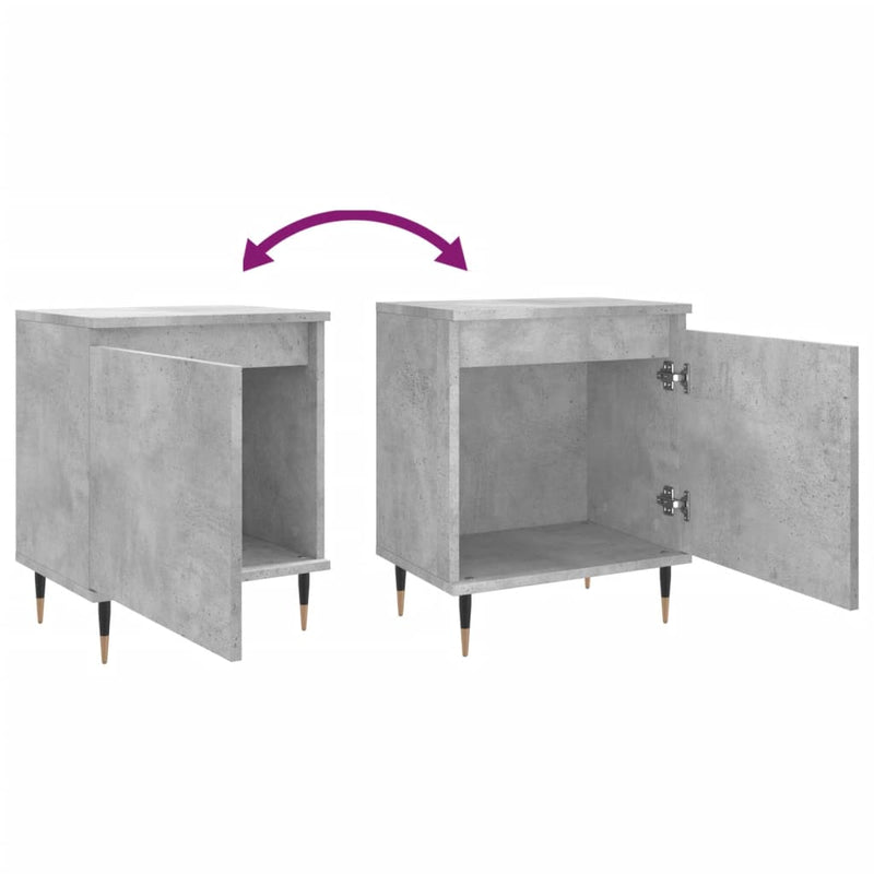 vidaXL 2 db betonszürke szerelt fa éjjeliszekrény 40x30x50 cm