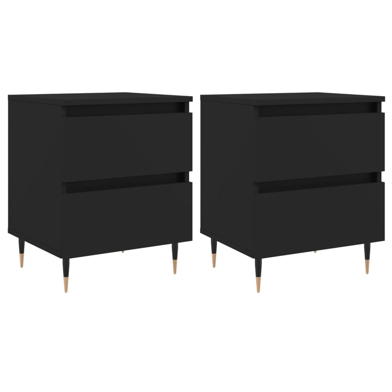 vidaXL 2 db fekete szerelt fa éjjeliszekrény 40 x 35 x 50 cm