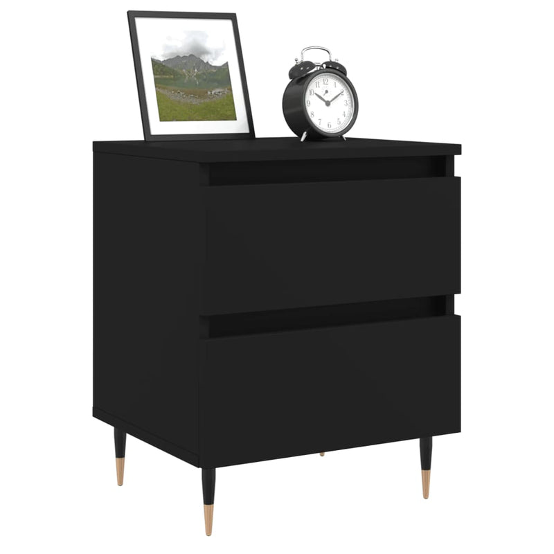 vidaXL 2 db fekete szerelt fa éjjeliszekrény 40 x 35 x 50 cm