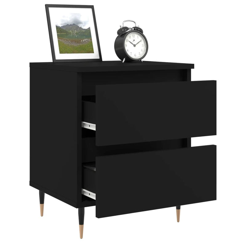 vidaXL 2 db fekete szerelt fa éjjeliszekrény 40 x 35 x 50 cm