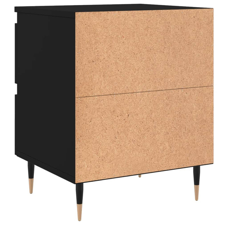 vidaXL 2 db fekete szerelt fa éjjeliszekrény 40 x 35 x 50 cm