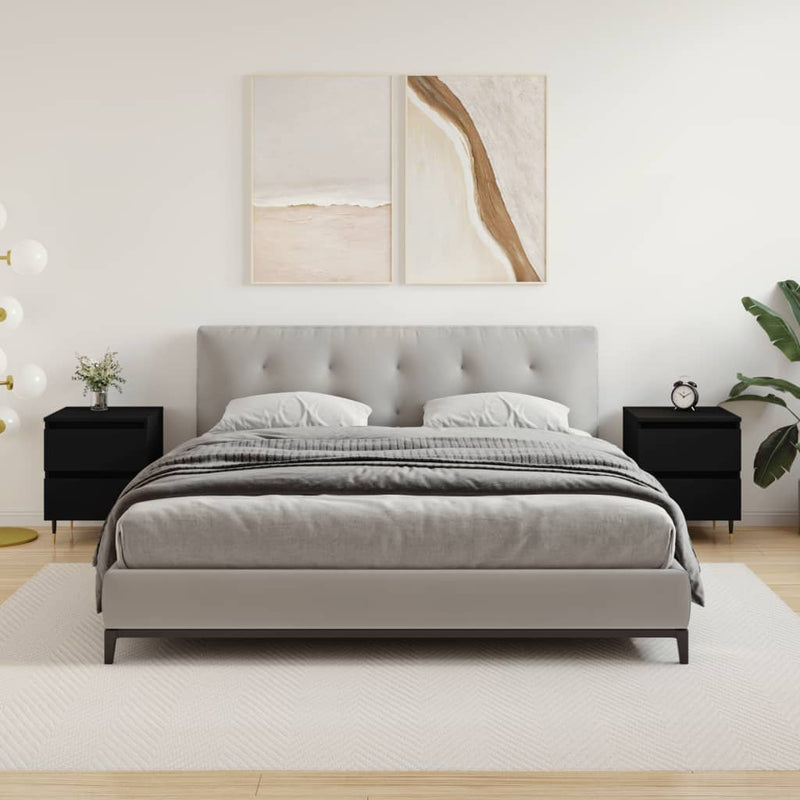 vidaXL 2 db fekete szerelt fa éjjeliszekrény 40 x 35 x 50 cm