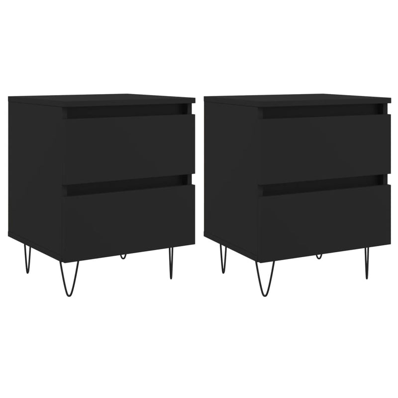 vidaXL 2 db fekete szerelt fa éjjeliszekrény 40 x 35 x 50 cm
