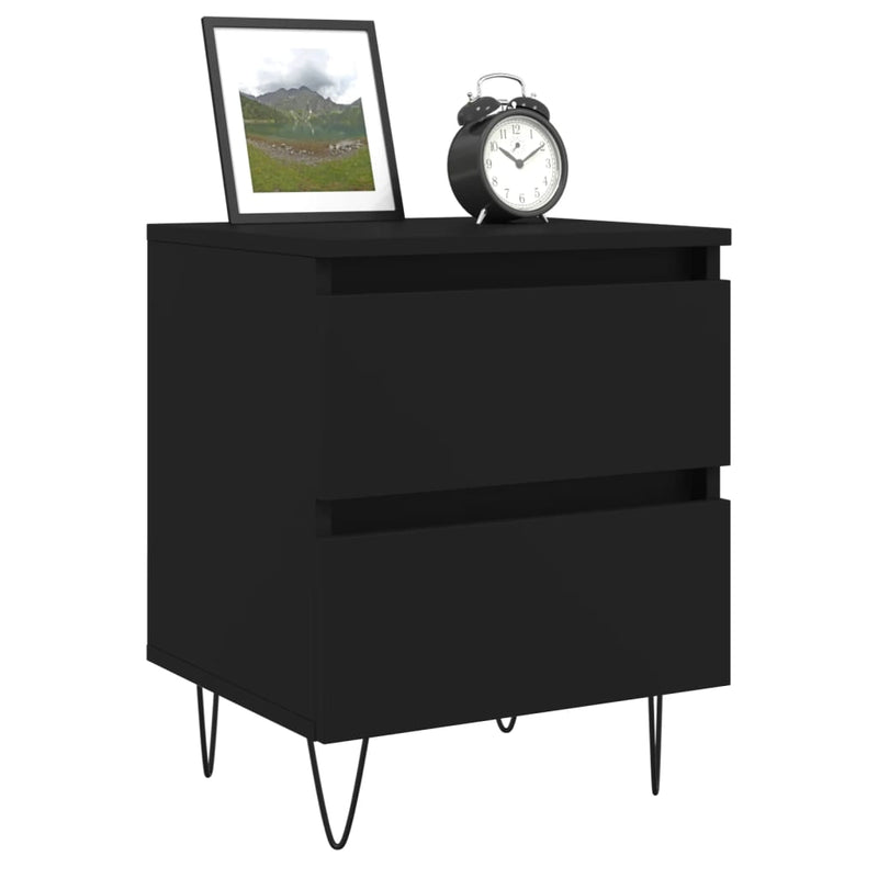 vidaXL 2 db fekete szerelt fa éjjeliszekrény 40 x 35 x 50 cm