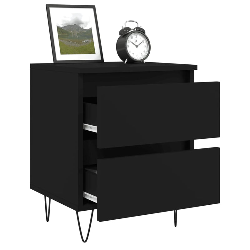 vidaXL 2 db fekete szerelt fa éjjeliszekrény 40 x 35 x 50 cm