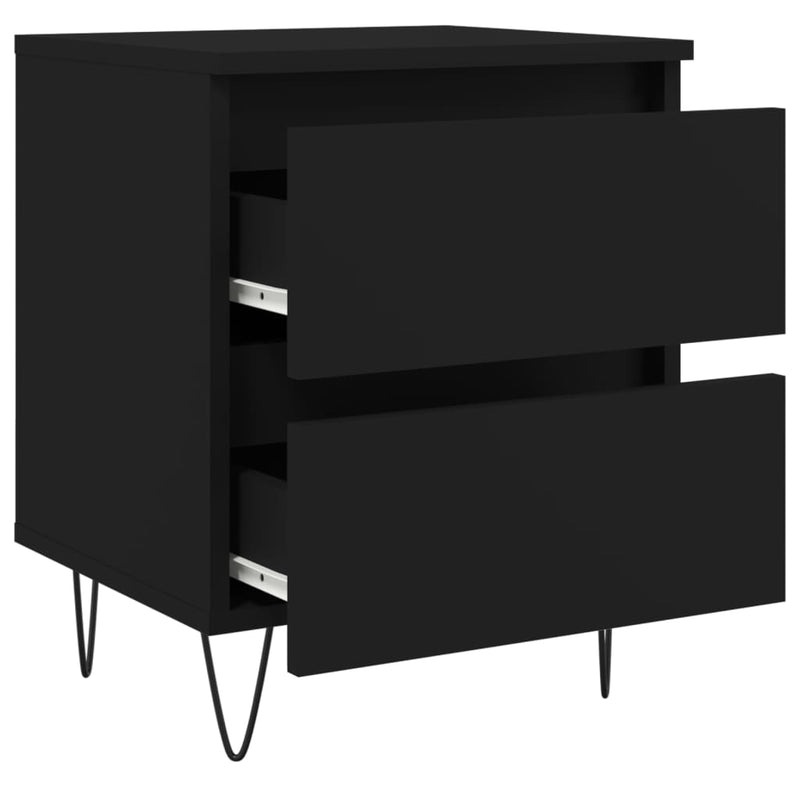 vidaXL 2 db fekete szerelt fa éjjeliszekrény 40 x 35 x 50 cm