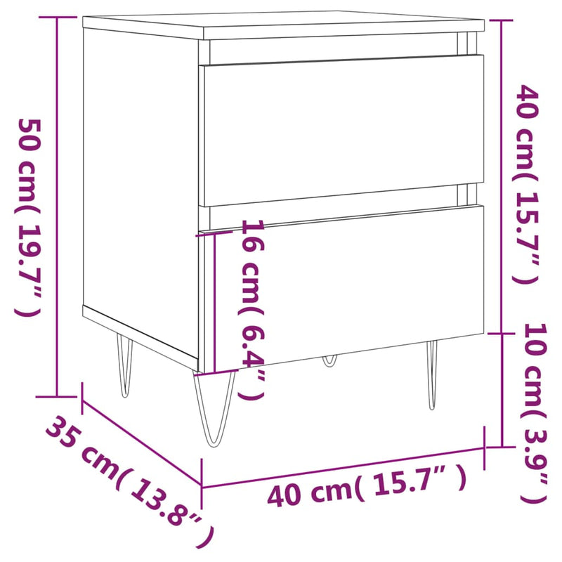 vidaXL 2 db fekete szerelt fa éjjeliszekrény 40 x 35 x 50 cm