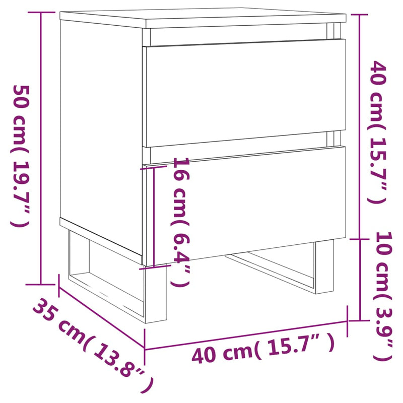 vidaXL 2 db sonoma tölgy színű éjjeliszekrény 40 x 35 x 50 cm