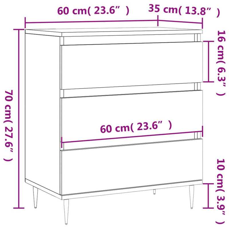 vidaXL füstös tölgy színű szerelt fa tálalószekrény 60 x 35 x 70 cm