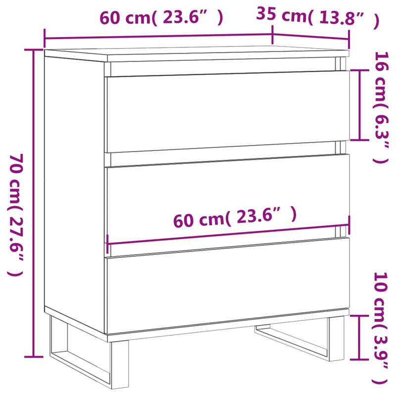 vidaXL betonszürke szerelt fa tálalószekrény 60 x 35 x 70 cm