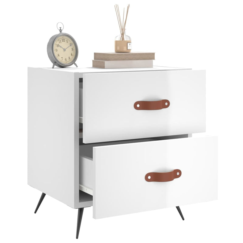 vidaXL 2 db magasfényű fehér szerelt fa éjjeliszekrény 40x35x47,5 cm