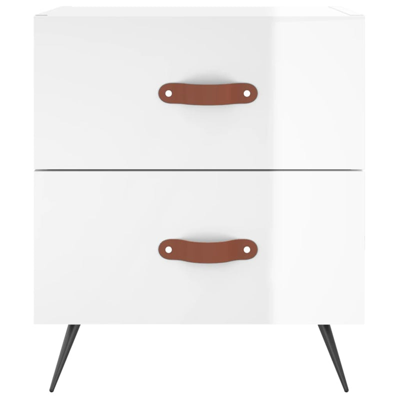 vidaXL 2 db magasfényű fehér szerelt fa éjjeliszekrény 40x35x47,5 cm