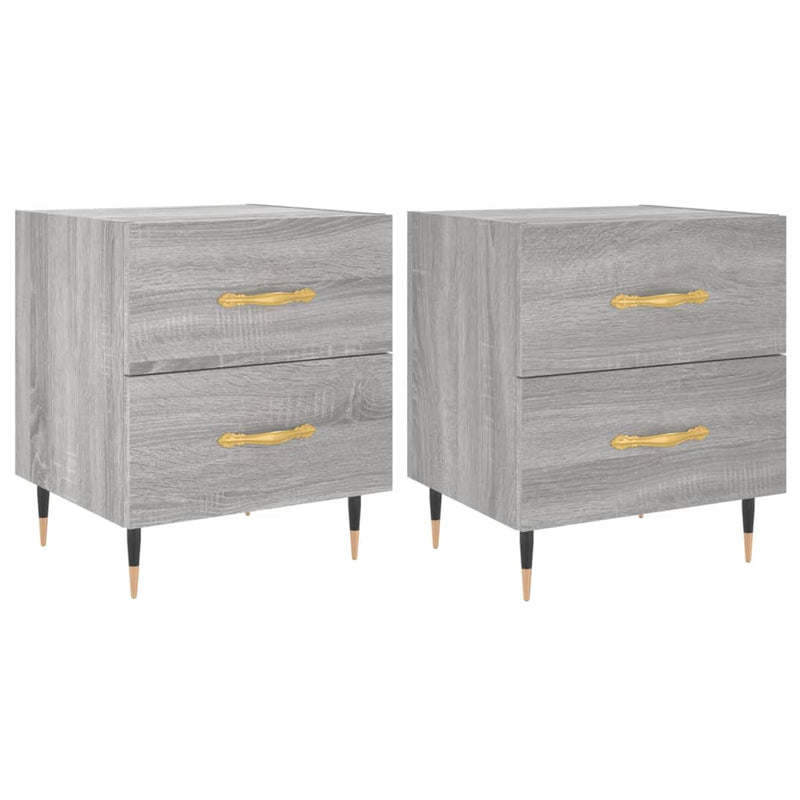 vidaXL 2 db szürke sonoma színű szerelt fa éjjeliszekrény 40x35x47,5cm
