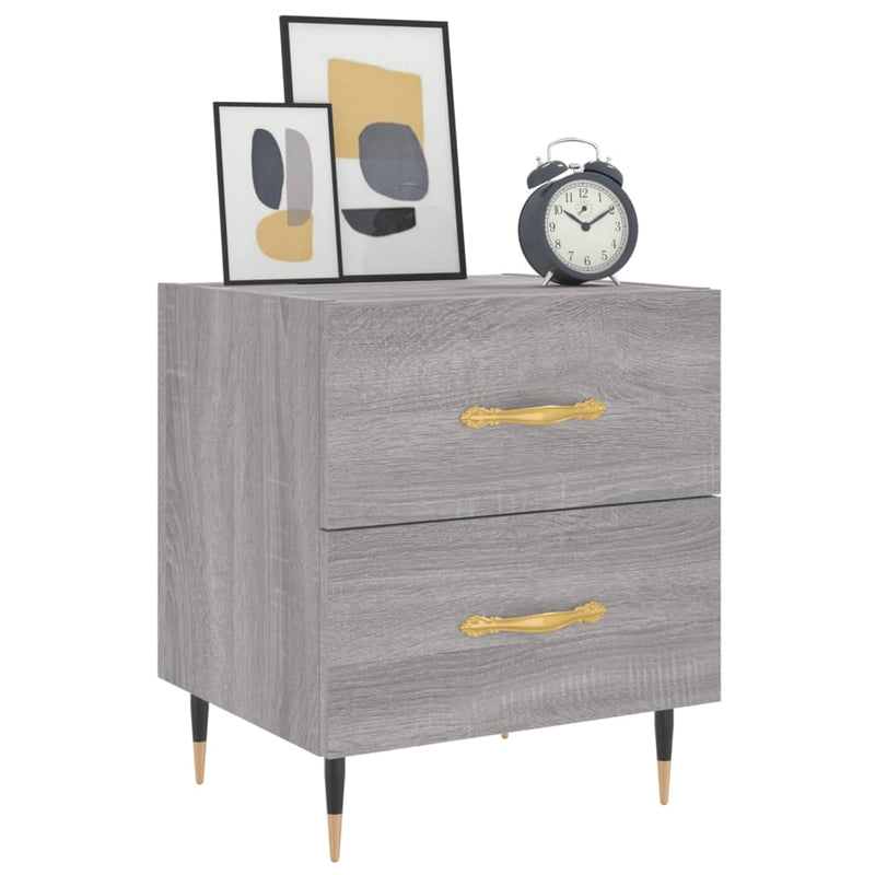 vidaXL 2 db szürke sonoma színű szerelt fa éjjeliszekrény 40x35x47,5cm