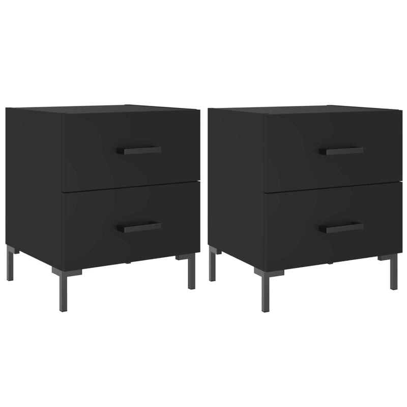 vidaXL 2 db fekete szerelt fa és vas éjjeliszekrény 40 x 35 x 47,5 cm