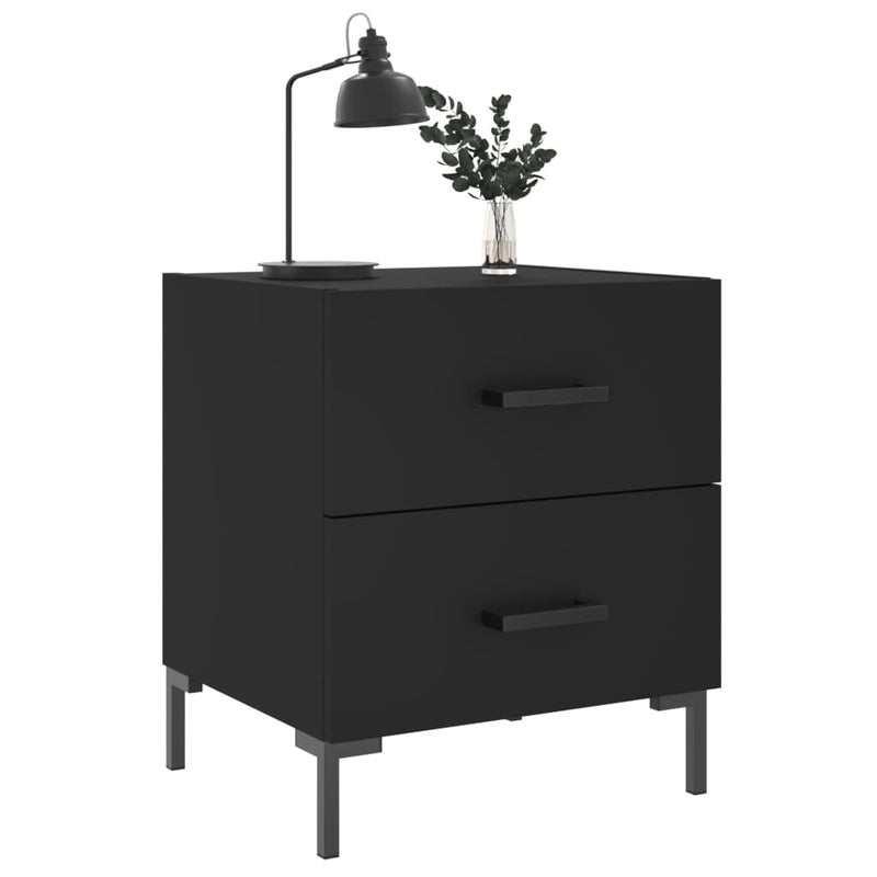 vidaXL 2 db fekete szerelt fa és vas éjjeliszekrény 40 x 35 x 47,5 cm