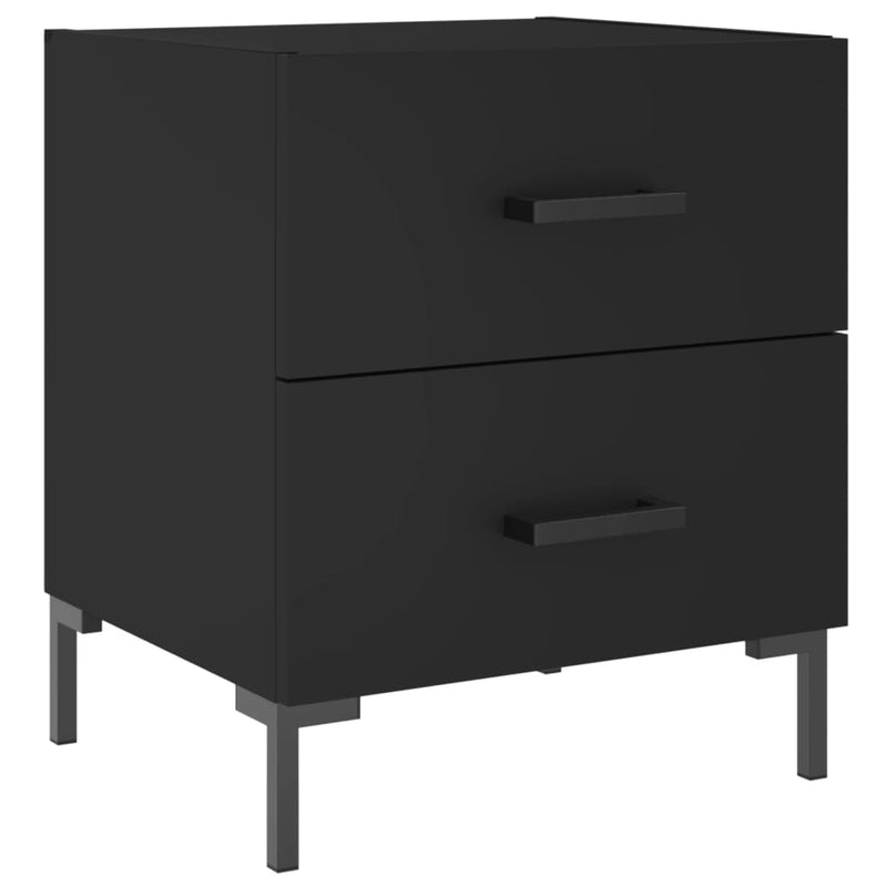 vidaXL 2 db fekete szerelt fa és vas éjjeliszekrény 40 x 35 x 47,5 cm