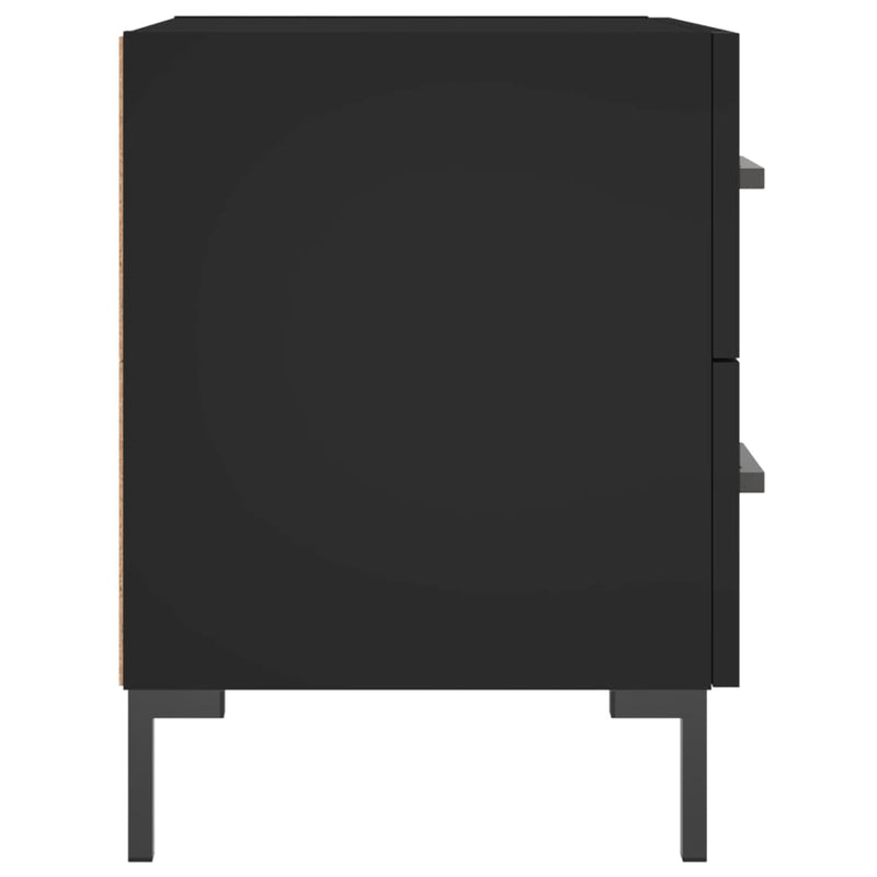 vidaXL 2 db fekete szerelt fa és vas éjjeliszekrény 40 x 35 x 47,5 cm