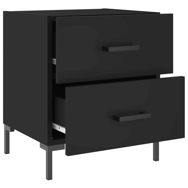 vidaXL 2 db fekete szerelt fa és vas éjjeliszekrény 40 x 35 x 47,5 cm