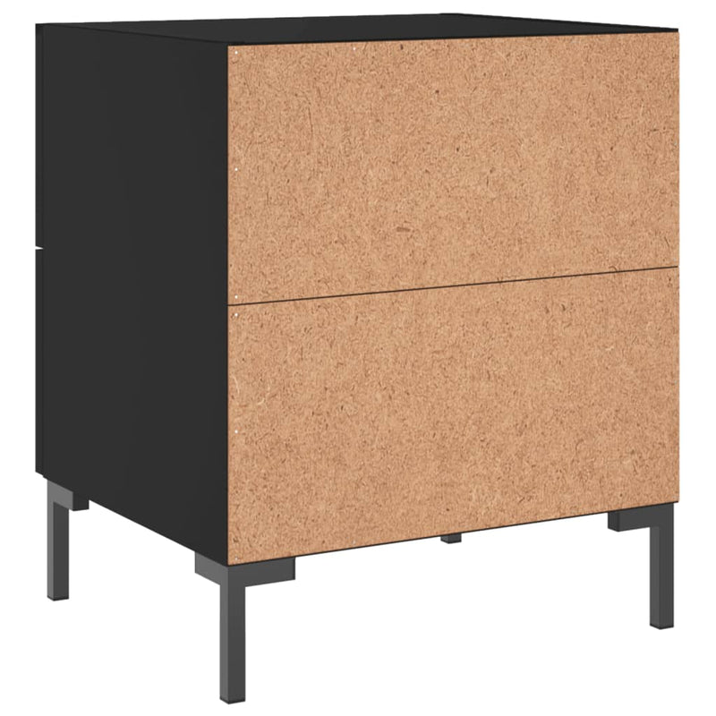 vidaXL 2 db fekete szerelt fa és vas éjjeliszekrény 40 x 35 x 47,5 cm
