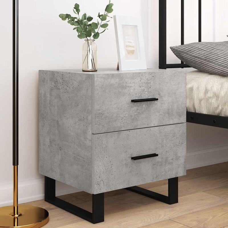 vidaXL 2 db betonszürke szerelt fa éjjeliszekrény 40 x 35 x 47,5 cm